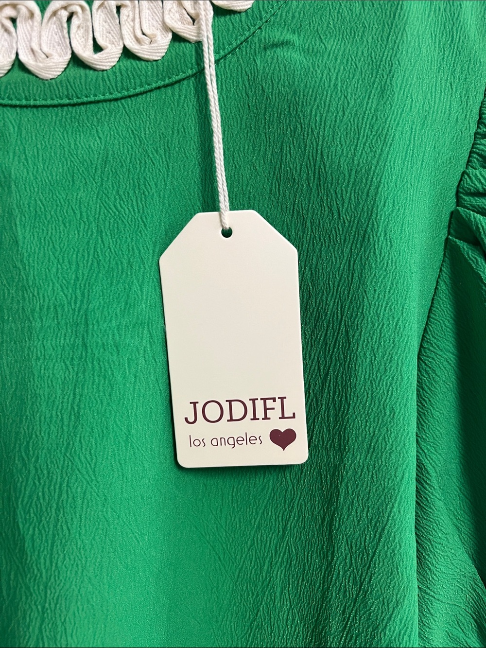 NWT Jodifl Blouse Large Short Sleeve Green New with Tags! Super Cute! - Picture 6 of 13